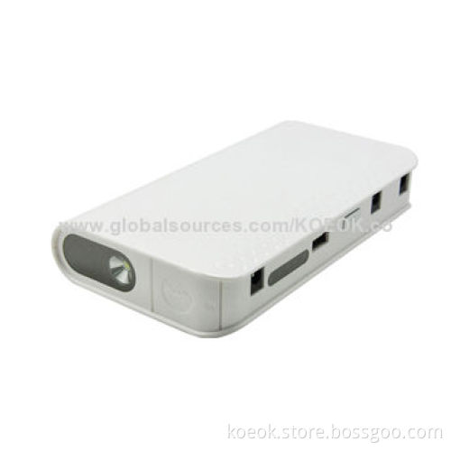Jump start power bank, 5V DC/2A, 12/2, 19/3.5, 12V/300A output, 1W LED light